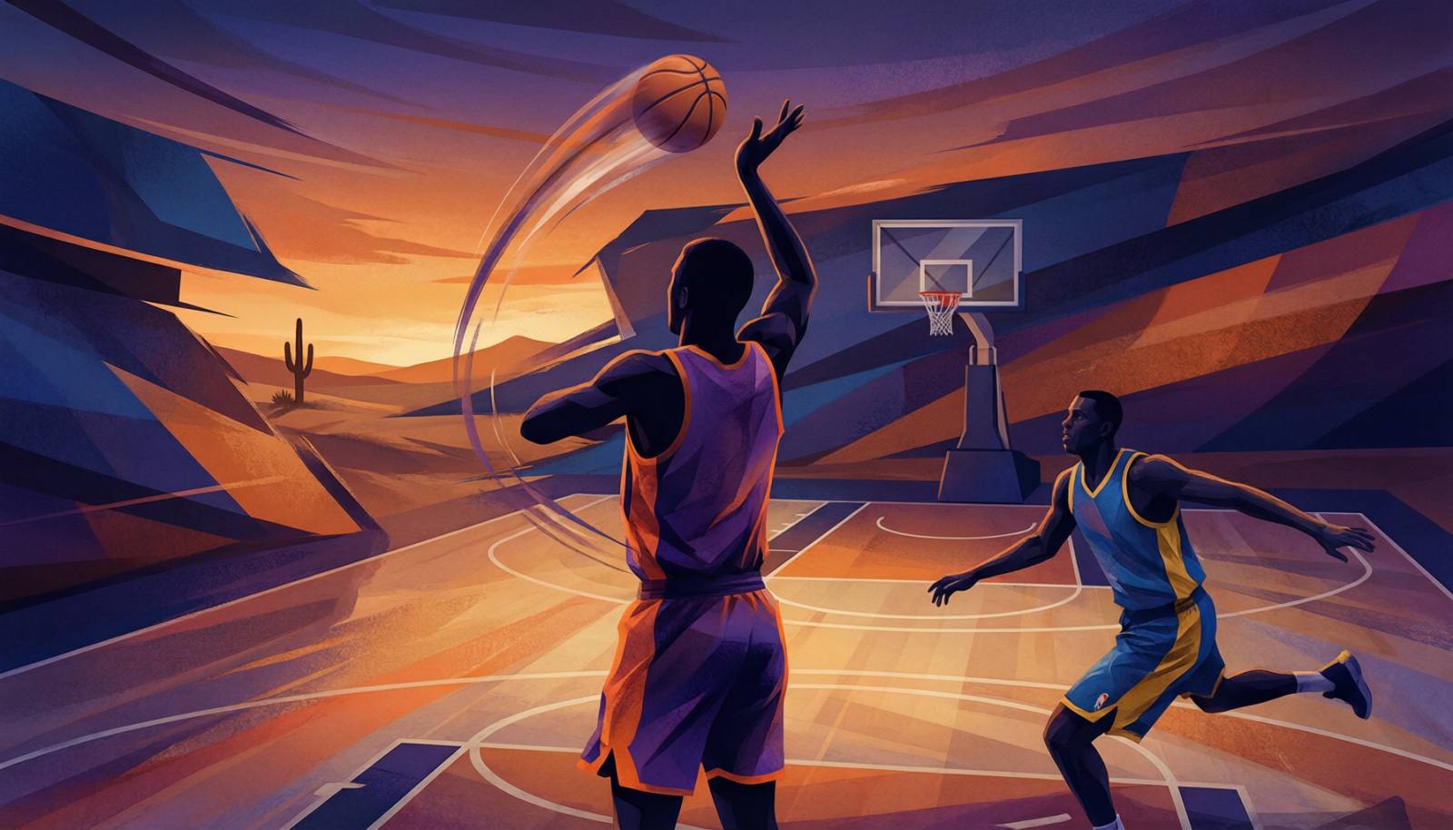 太阳对阵勇士的NBA比赛示意图